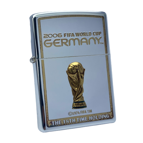 Bật Lửa Zippo Wold Cup Bản Limited Mạ Bạc Đắp Nổi Vàng 2 Mặt Năm 2005 ZL477