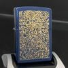 Bật Lửa Zippo Đồng Khối Phủ Saphia Xanh Blue Hoa Văn Dát Vàng Chính Hãng Năm 2002 ZL472