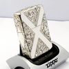 Bật Lửa Zippo Bạc Đúc Nguyên Khối Sterling Sủi Tay Hoa Văn Năm 1994 Used ZBU108