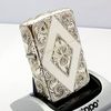 Bật Lửa Zippo Bạc Đúc Nguyên Khối Sterling Sủi Tay Hoa Văn Năm 1993 Used ZBU109