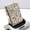Bật Lửa Zippo Bạc Đúc Nguyên Khối Sterling Sủi Tay Hoa Văn Năm 1995 Used ZBU110
