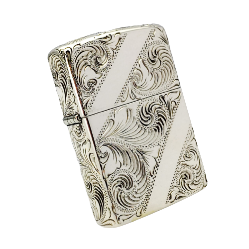 Bật Lửa Zippo Bạc Đúc Nguyên Khối Sterling Sủi Tay Hoa Văn Năm 1994 Used ZBU112