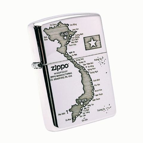 Bật Lửa Zippo Bạc Đúc Nguyên Khối Sterling Armor Chủ Đề Bản Đồ Hình Chữ S Việt Nam ZB63