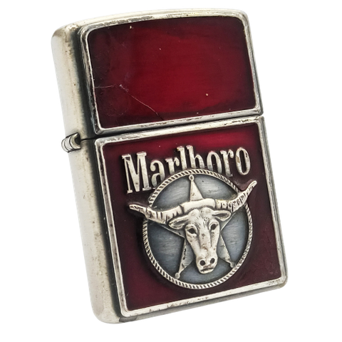 Bật Lửa Zippo Mạ Bạc Emblem Marlboro Rất Hiếm Giá Trị Sưu Tầm Cao Năm 2001 ZQHU73