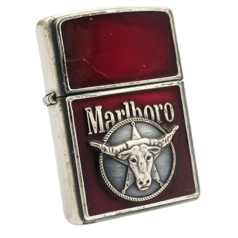 Bật Lửa Zippo Mạ Bạc Emblem Marlboro Rất Hiếm Giá Trị Sưu Tầm Cao Năm 2001 ZQHU73