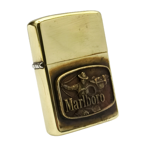 Bật Lửa Zippo Đồng Khối Emblem Marlboro Rất Hiếm Giá Trị Sưu Tầm Cao Đời 6 Vạch Sắc Năm 1976 ZQHU88