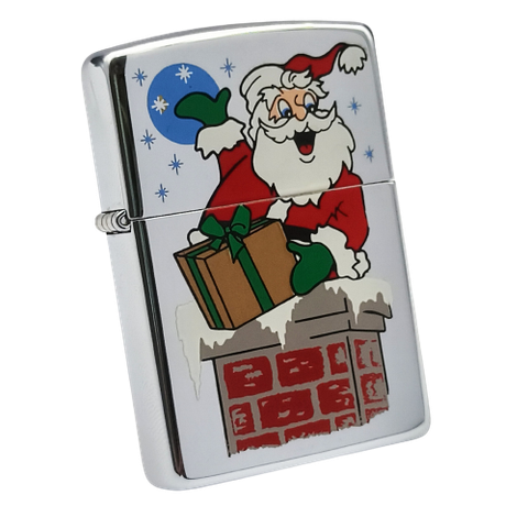 Bật Lửa Zippo Đồng Khối Mạ Chrome Bóng Chủ Đề Noel Chính Hãng Đời XI La Mã Năm 1995 ZL491