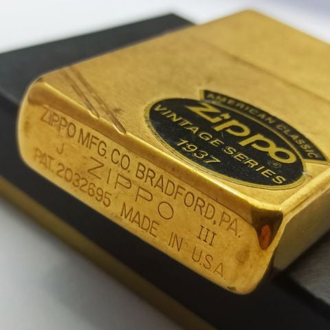 Bật Lửa Zippo Đồng Khối Vintage Chặt Góc Trơn Phay Xước 2 Mặt Năm 1987 Đời III La Mã ZQH110