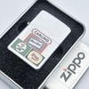Bật Lửa Zippo Cổ Đồng Khối Mạ Chrome Phay Xước Khắc Ăn Mòn Phủ Sơn Năm 1957 Đời 8 Chấm Pat Lệch ZC197