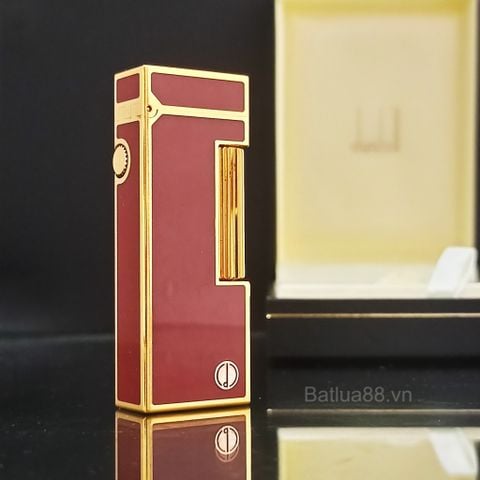 Bật Lửa Dunhill Bọc Vàng Men Đỏ Đẹp Hiếm DH112