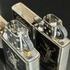 Cặp Đôi Bật Lửa Bạc Khối Họa Tiết 2 Mặt Cực Hiếm Sử Dụng Ruột Zippo ZBU123