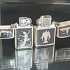 Cặp Đôi Bật Lửa Bạc Khối Họa Tiết 2 Mặt Cực Hiếm Sử Dụng Ruột Zippo ZBU123