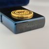 Bộ Sét Bật Lửa Zippo Mạ Saphia Xanh Emblem Vàng Gold Plated Kèm Bình Xăng Di Động Năm 2009 - 2010 ZS82