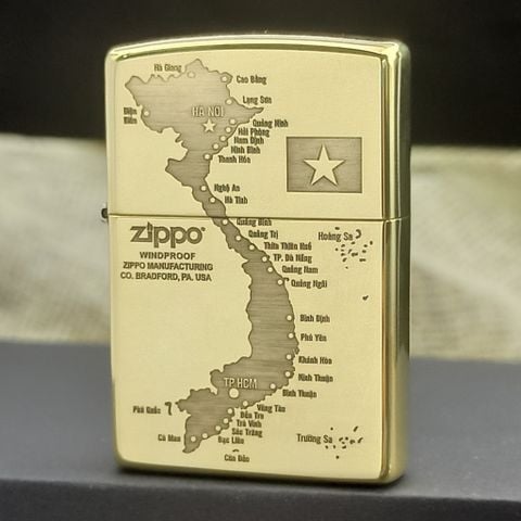 Bật Lửa Zippo Đồng Nguyên Khối Chủ Đề Bản Đồ Việt Nam ZKB98