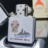 Bật Lửa Zippo Chủ Đề Tầu Chiến 2 Mặt Hiếm Gặp Đời 6 Vạch Sắc SX năm 1976 ZC215