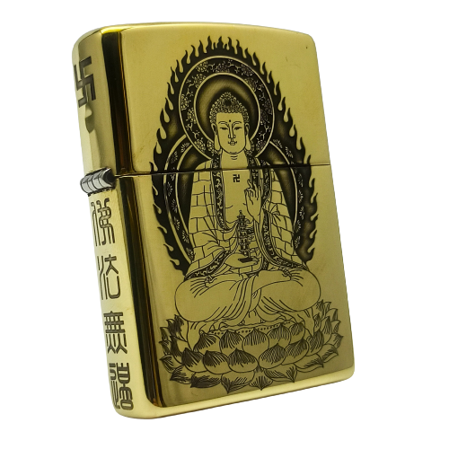Bật Lửa Zippo Đồng Nguyên Khối Chủ Đề Đức Phật Dược Sư Tọa Đài Sen ZKB99
