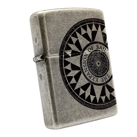 Bật Lửa Zippo Mạ Bạc Khắc Bản Đồ Và La Bàn Mạ Antique Silver - Z322