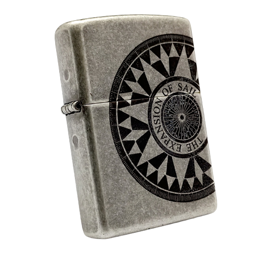 Bật Lửa Zippo Mạ Bạc Khắc Bản Đồ Và La Bàn Mạ Antique Silver - Z322