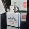 Bật Lửa Zippo Cổ Đồng Khối Mạ Chrome Phay Xước Khắc Ăn Mòn Phủ Sơn 2 Mặt Tầu Chiến Hiếm Gặp Năm 1982 Đời 8 Vạch Huyền ZC244