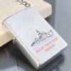 Bật Lửa Zippo Cổ Đồng Khối Mạ Chrome Phay Xước Khắc Ăn Mòn Phủ Sơn 2 Mặt Tầu Chiến Hiếm Gặp Năm 1982 Đời 8 Vạch Huyền ZC244