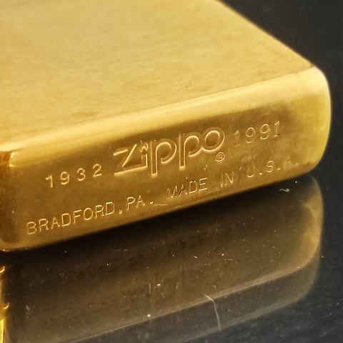 Bật Lửa Zippo Đồng Khối Trơn Bóng Chu Niên 1932 - 1991 Sản Xuất Năm 1991 ZL526