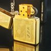 Bật Lửa Zippo Đồng Khối Mạ Vàng Gold Plaed Hoa Văn Shimmer Hiếm Gặp  Đời VIII La Mã Sản Xuất Năm 1992 ZL531