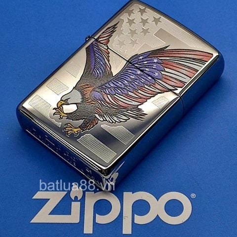 Zippo 28449 – Zippo Eagle Flag Polished Chrome ZM141
