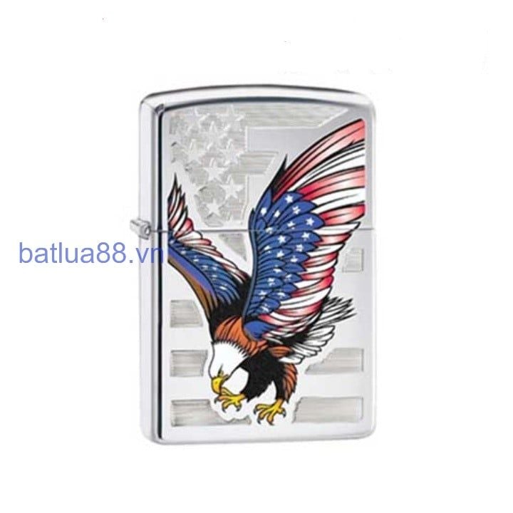 Zippo 28449 – Zippo Eagle Flag Polished Chrome ZM141