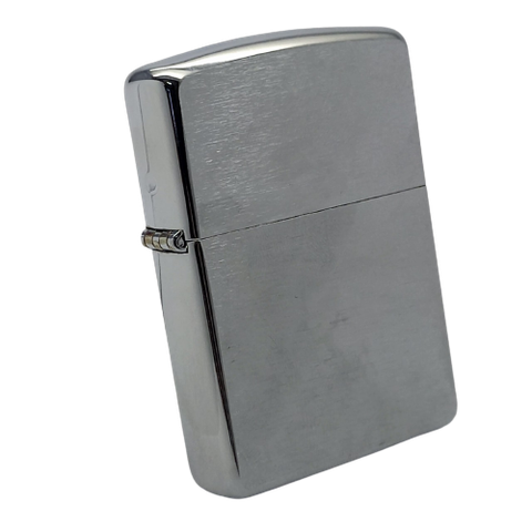 Bật Lửa Zippo Đồng Khối Mạ Chrome Phay Xước Trơn 2 Mặt Đời XII La Mã Năm 1996 ZL553