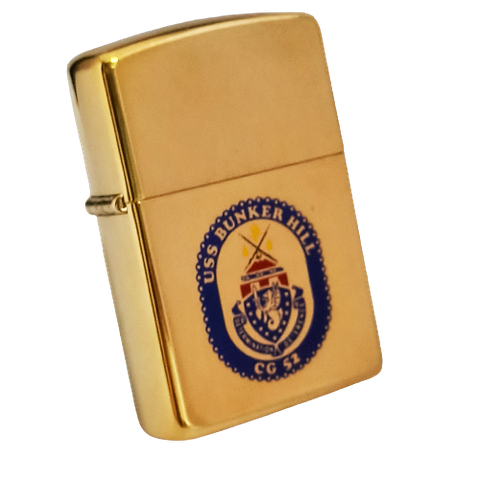 Bật Lửa Zippo Đồng Khối Chủ Đề Tầu Chiến Mạ Vàng Gold Plated Hiếm Gặp Đời VIII La Mã Năm 1992 ZQH139