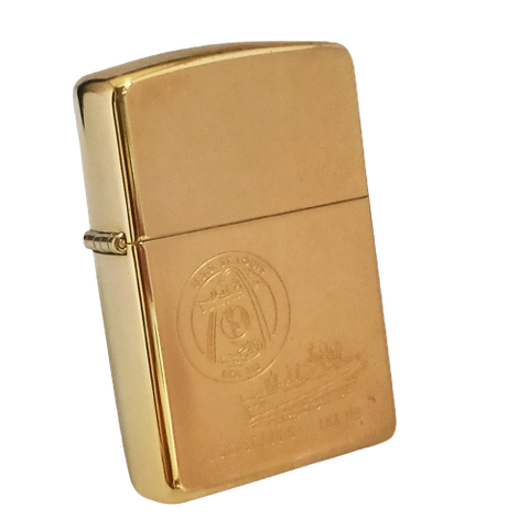Bật Lửa Zippo Đồng Khối Chủ Đề Tầu Chiến Mạ Vàng Gold Plated Hiếm Gặp Đời VI La Mã Năm 1990 ZQH140