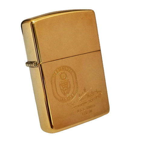 Bật Lửa Zippo Đồng Khối Chủ Đề Tầu Chiến Mạ Vàng Gold Plated Hiếm Gặp Đời VIII La Mã Năm 1992 ZQH141