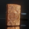 Bật Lửa Zippo Đồng Đỏ Solid Copper Khắc Sủi Tay Thủ Công 5 Mặt Đã Qua Sử Dụng, SX năm 2003 ZQHU108