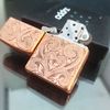 Bật Lửa Zippo Đồng Đỏ Solid Copper Khắc Sủi Tay Thủ Công 5 Mặt Đã Qua Sử Dụng, SX năm 2003 ZQHU108