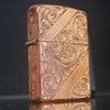 Bật Lửa Zippo Đồng Đỏ Solid Copper Khắc Sủi Tay Thủ Công 5 Mặt Đã Qua Sử Dụng, SX năm 2003 ZQHU109