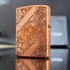 Bật Lửa Zippo Đồng Đỏ Solid Copper Khắc Sủi Tay Thủ Công 5 Mặt Đã Qua Sử Dụng, SX năm 2003 ZQHU109
