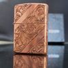 Bật Lửa Zippo Đồng Đỏ Solid Copper Khắc Sủi Tay Thủ Công 5 Mặt Đã Qua Sử Dụng, SX năm 2003 ZQHU109