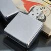 Bật Lửa Zippo Cổ Đồng Khối Mạ Chrome Phay Xước Trơn 2 Mặt Năm 1972 Đời 2 Vạch Thẳng ZC274