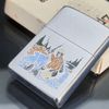 Bật Lửa Zippo Cổ Đồng Khối Mạ Chrome Phay Xước Khắc Ăn Mòn Phủ Sơn Chủ Đề Hiếm Gặp Năm 1979 Đời 3 Vạch Sắc ZC276