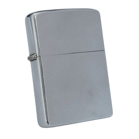 Bật Lửa Zippo Cổ Đồng Khối Mạ Chrome Phay Xước Trơn 2 Mặt Năm 1976 Đời 6 Vạch Sắc ZC278