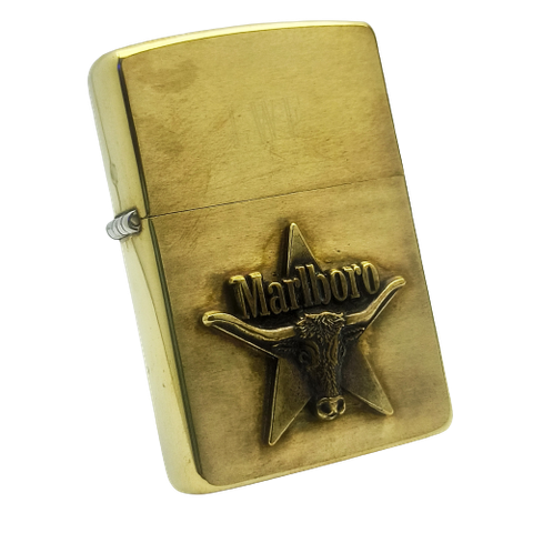 Bật Lửa Zippo Đồng Khối Marlboro Longhorns Đầu Bò Đời VII La Mã Năm 1991 Cực Hiếm ZQH131