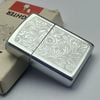 Bật Lửa Zippo Cổ Đồng Khối Mạ Chrome Ăn Mòn Hoa Văn Venetian Năm 1980 Đời 2 Vạch Sắc ZC286