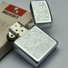 Bật Lửa Zippo Cổ Đồng Khối Mạ Chrome Ăn Mòn Hoa Văn Venetian Năm 1980 Đời 2 Vạch Sắc ZC286