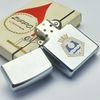 Bật Lửa Zippo Cổ Đồng Khối Mạ Chrome Phay Xước Khắc Ăn Mòn Phủ Sơn 2 Mặt Hiếm Gặp Năm 1973 Đời 1 Vạch Thẳng ZC292