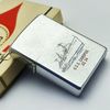 Bật Lửa Zippo Cổ Đồng Khối Mạ Chrome Phay Xước Khắc Ăn Mòn Phủ Sơn Tầu Chiến Hiếm Gặp Năm 1975 Đời 7 Vạch Sắc ZC294