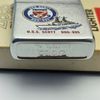 Bật Lửa Zippo Cổ Đồng Khối Mạ Chrome Khắc Ăn Mòn Phủ Sơn Tầu Chiến 2 Mặt Hiếm Gặp Năm 1982 Đời 8 Vạch Huyền ZC307