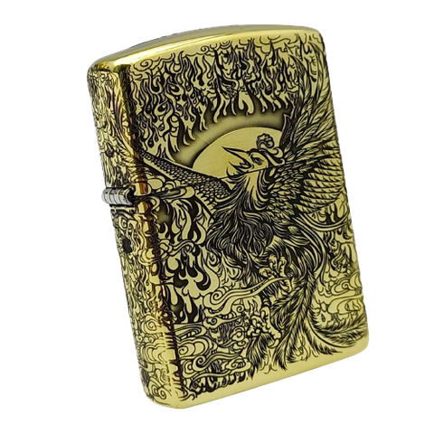 Bật Lửa Zippo Đồng Khối Armor Vỏ Dày Khắc Chủ Đề Phượng Hoàng ZKB104