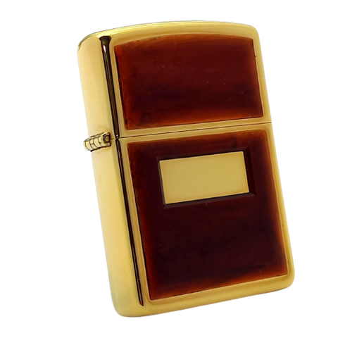 Bật Lửa Zippo Gold Plated Ốp Hổ Phách Hiếm Gặp Đời IV La Mã Năm 1988 ZL608