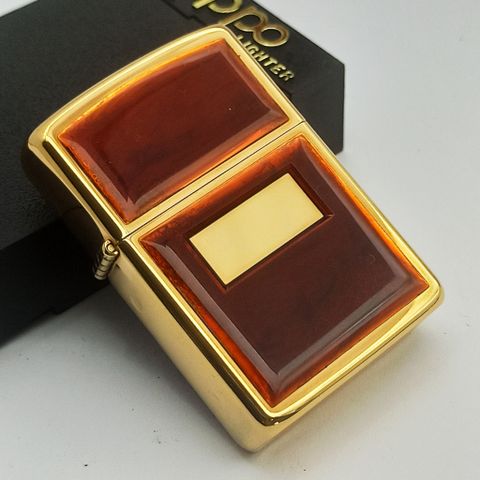 Bật Lửa Zippo Gold Plated Ốp Hổ Phách Hiếm Gặp Đời IV La Mã Năm 1988 ZL608