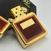Bật Lửa Zippo Gold Plated Ốp Hổ Phách Hiếm Gặp Đời IV La Mã Năm 1988 ZL608